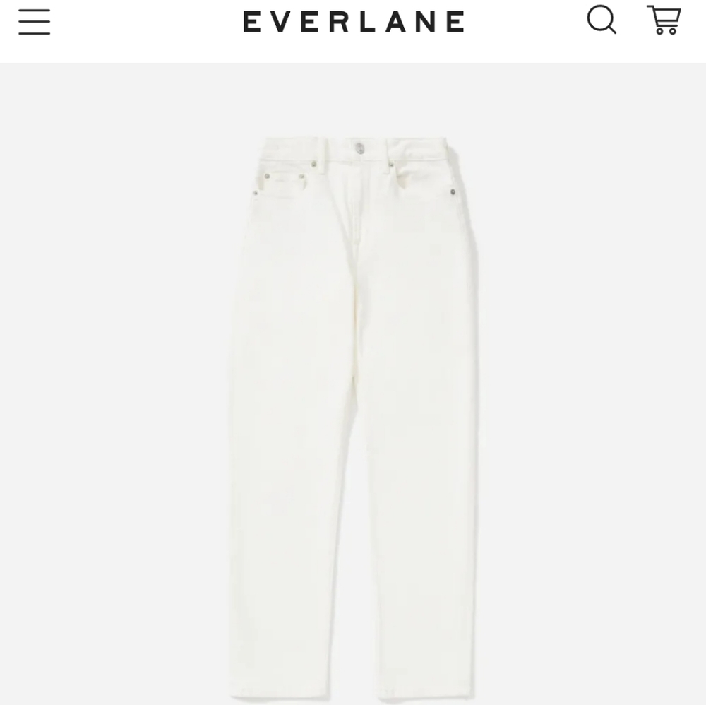 Everlane 98% Cotton Straight-Legged White Jeans